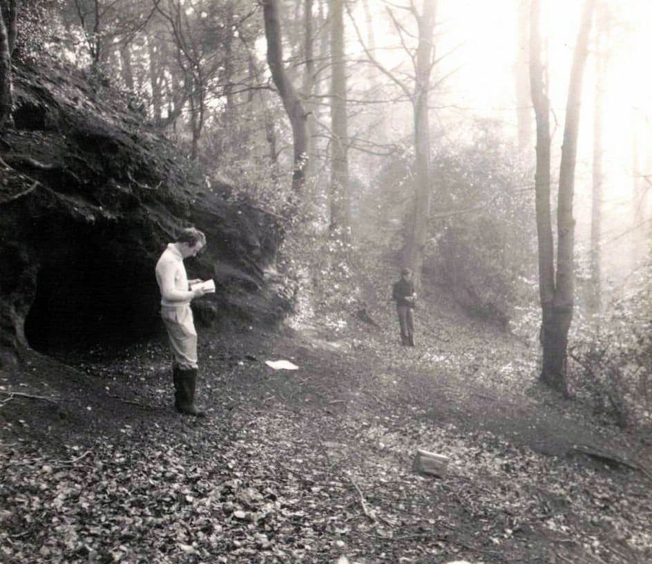 Mr Sankey, owner, at the cave in 1975
