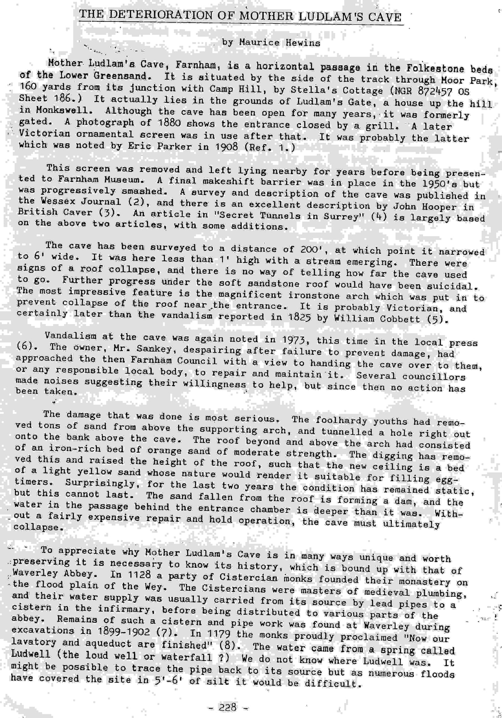 Research page by Maurice Hewins