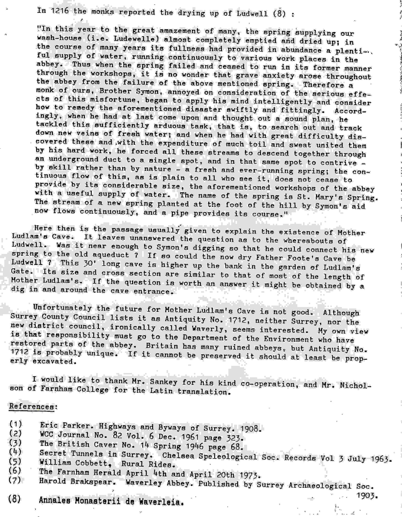 Second research page by Maurice Hewins