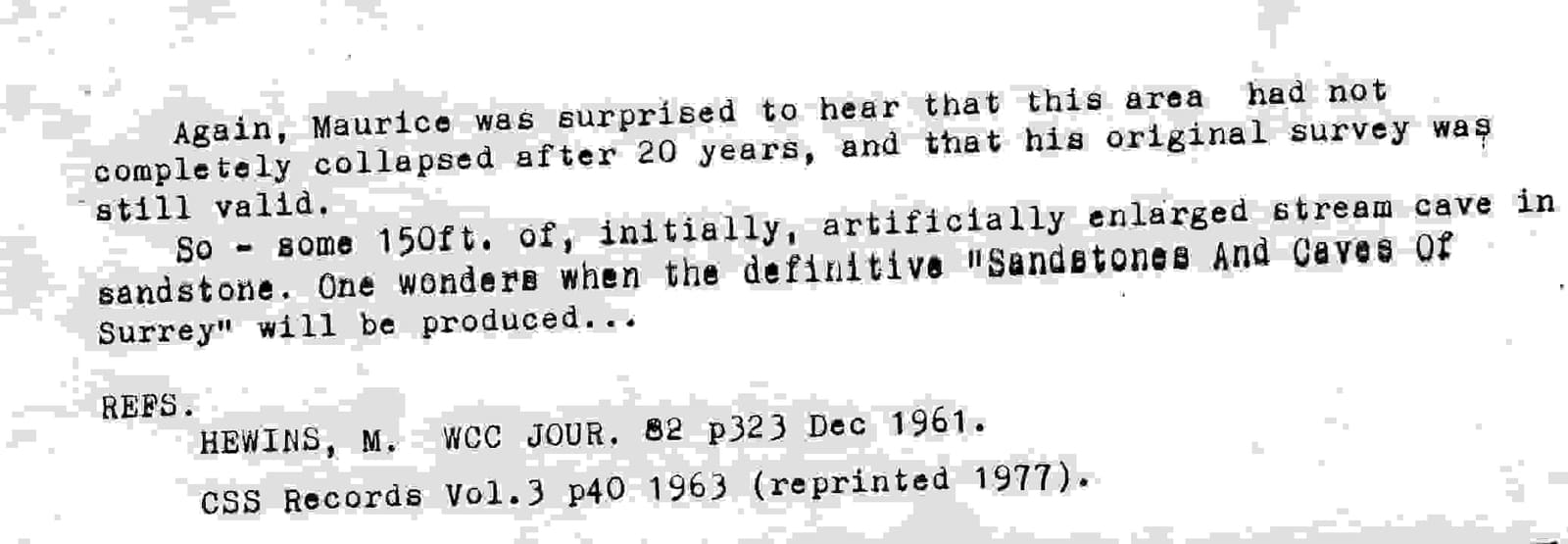 Extract from a research piece on the cave